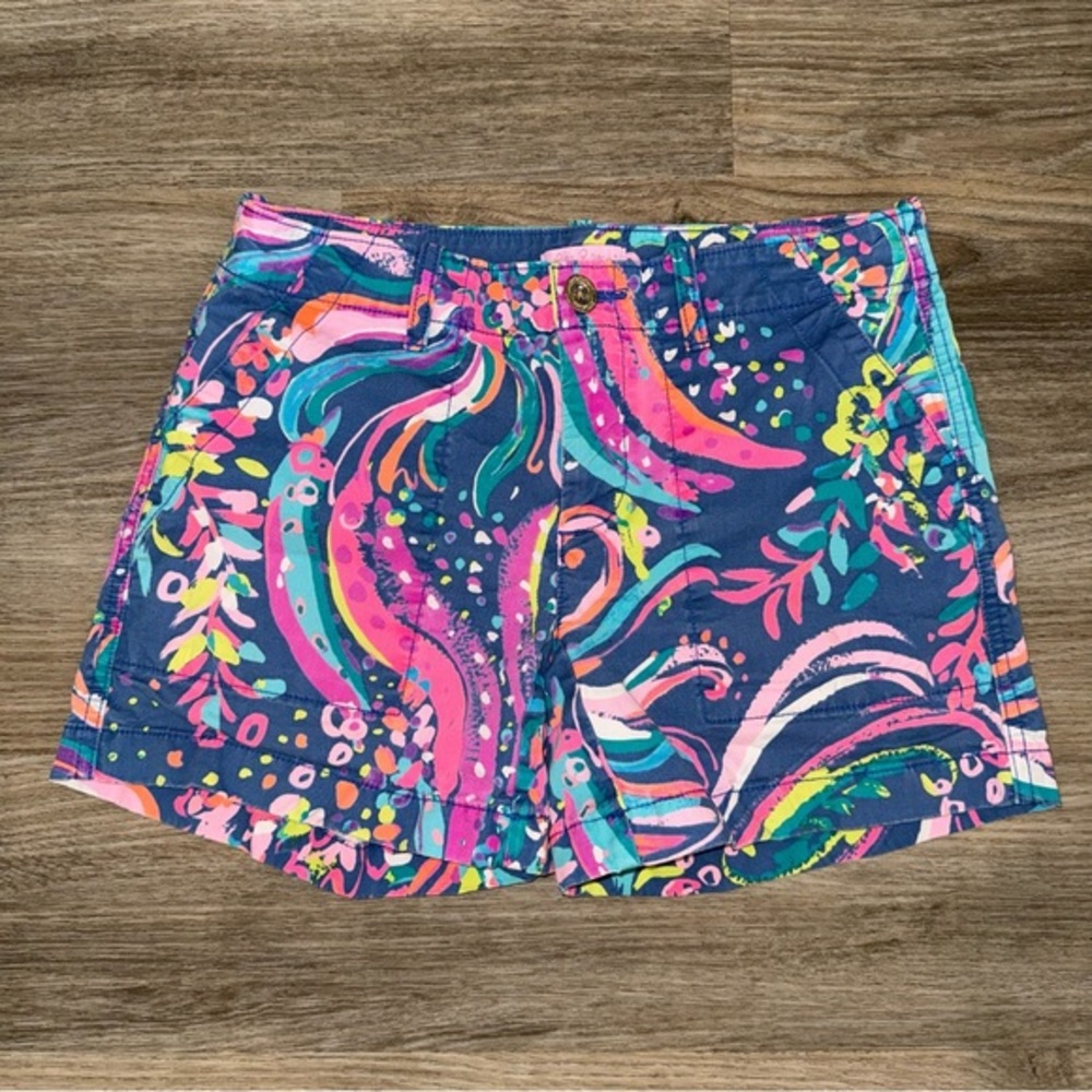 Lilly Pulitzer Wills Shorts Womens 2‎ Beach Loot Print Tropical Preppy